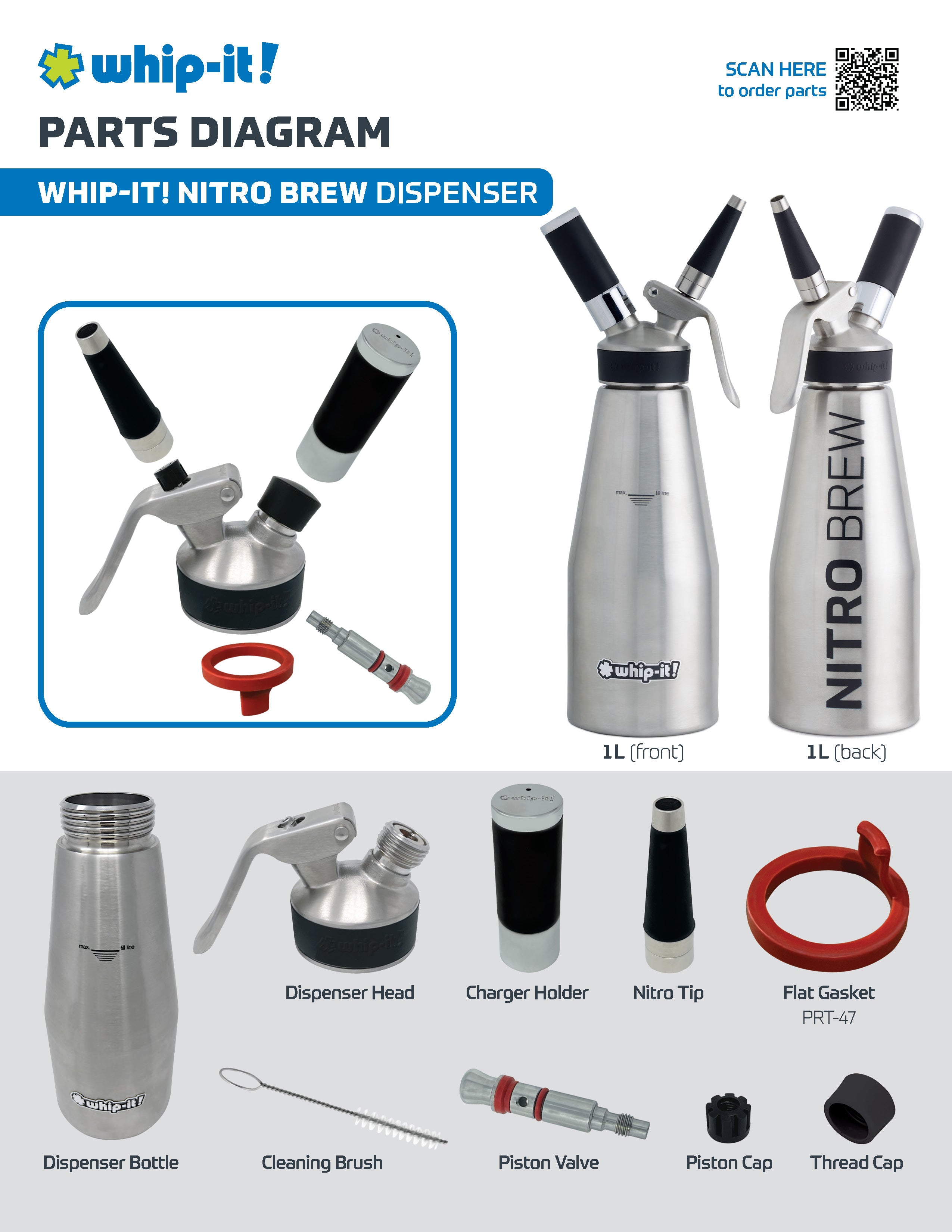 Nitro Brew Dispenser, 1L – Whip-It! Brand - Main Image